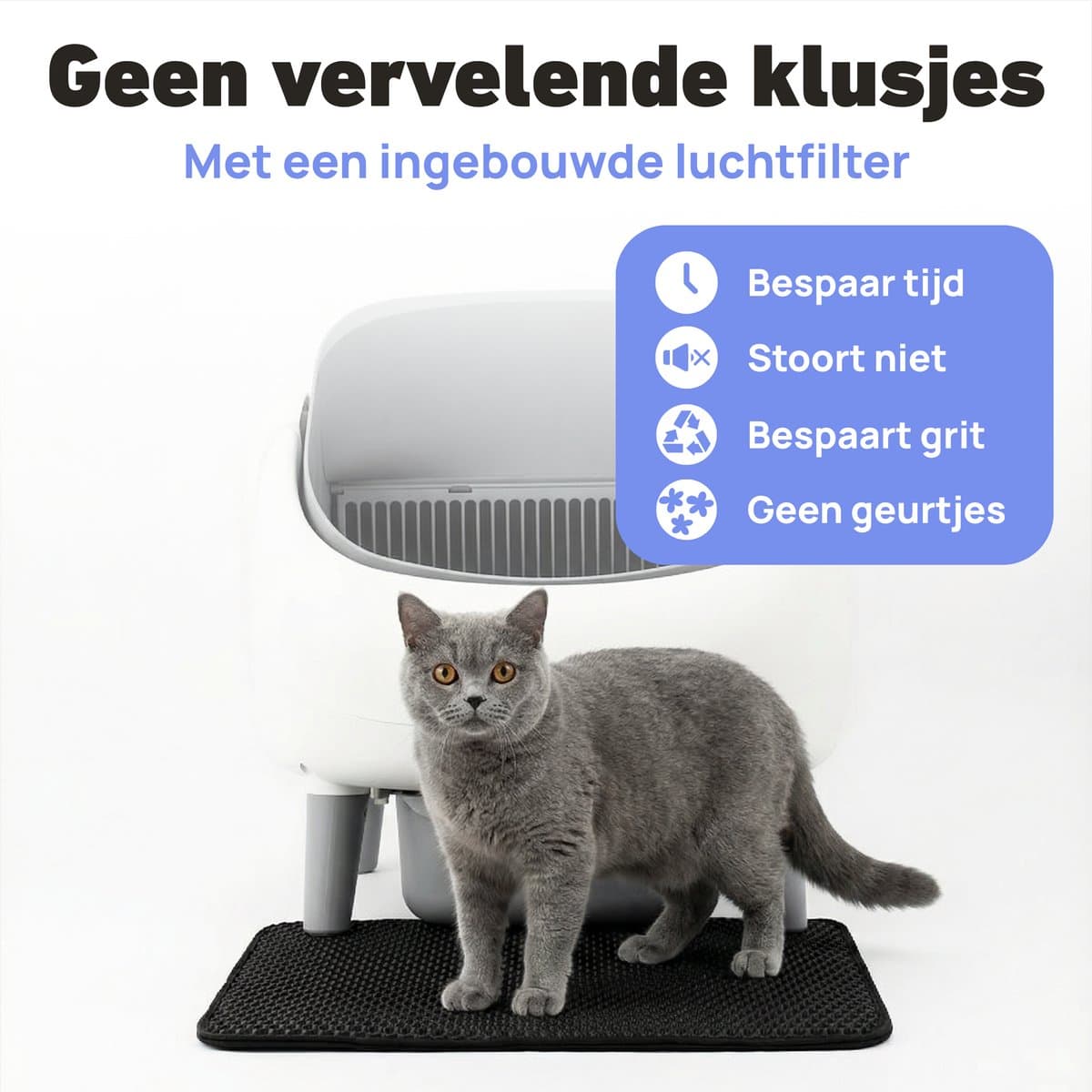 Zonaro Automatische Kattenbak – Zelfreinigende Kattenbak – Elektrische Kattenbak – Robot Kattenbak – XXL – Met App Bediening – Inclusief Kattenbak Mat & Zakken – Wit/Grijs thumbnail 5