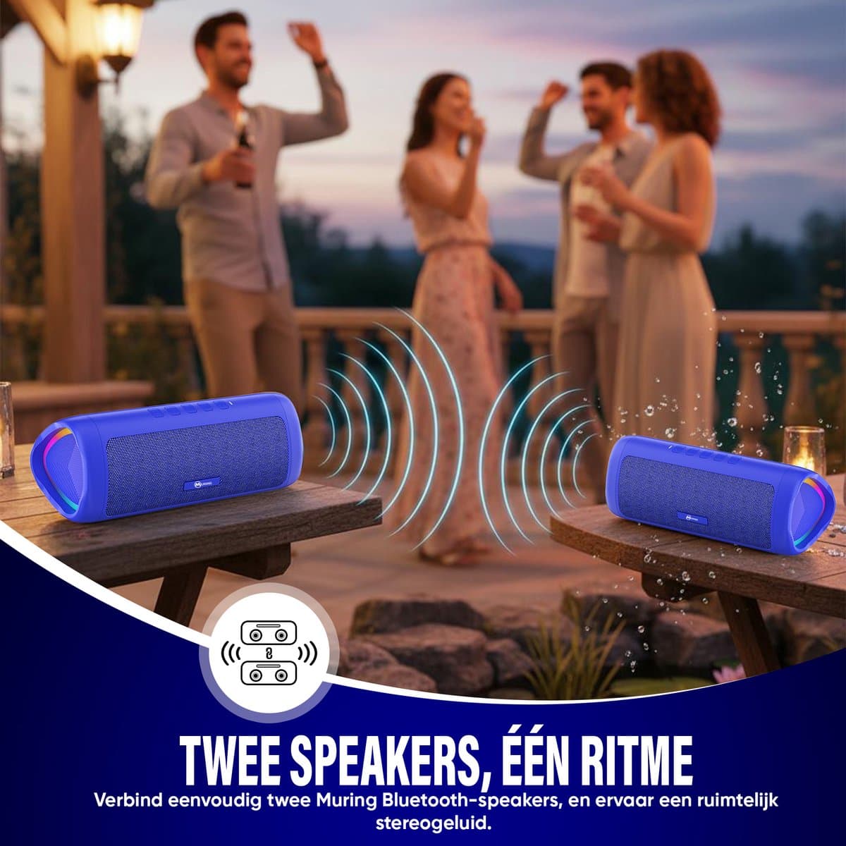 Muring Muring Bluetooth Speaker: 15W stereo, 20 uur, IPX5, TWS thumbnail 5
