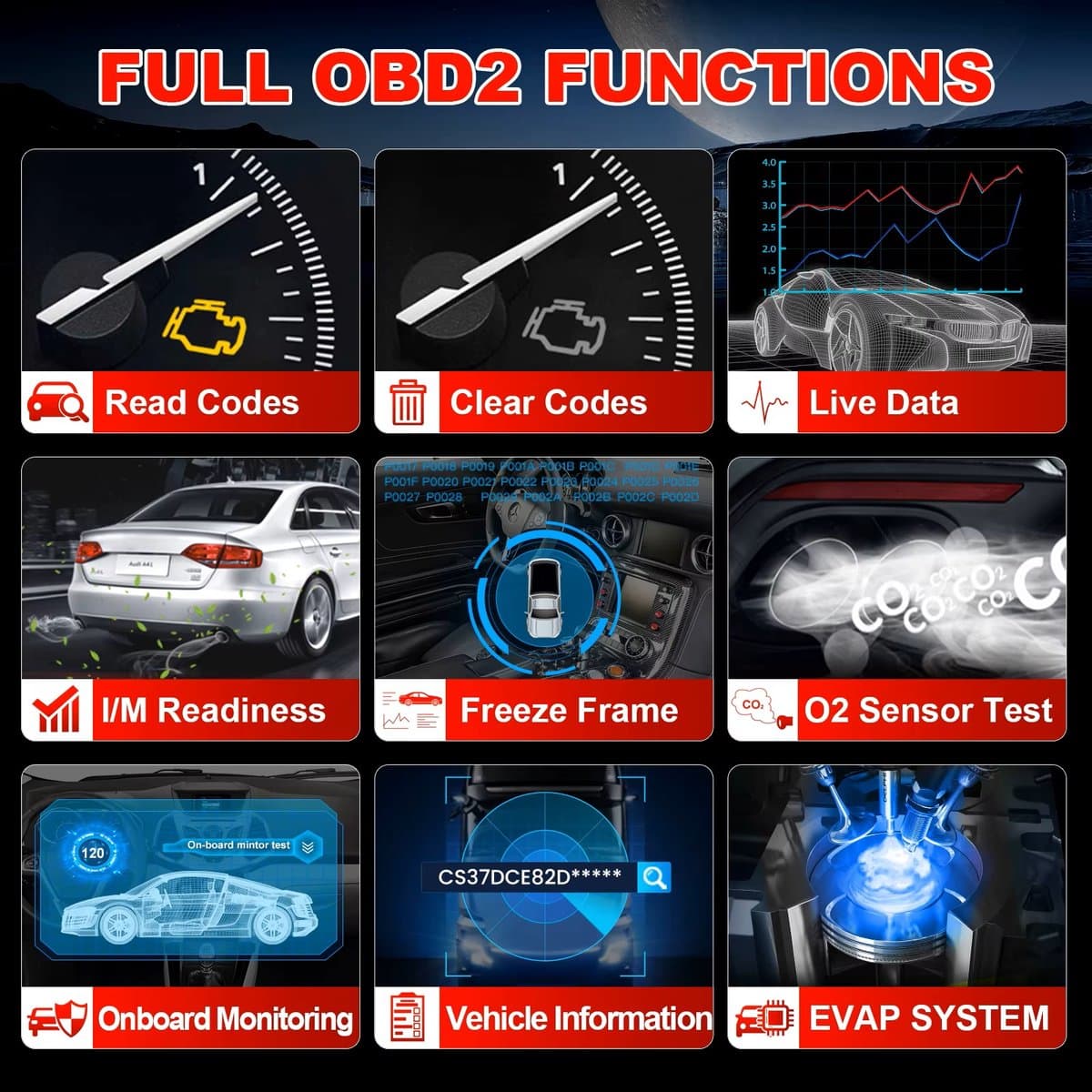 LAUNCH CR300 OBD2 codelezer met DTC database live data IM readiness freeze frame O2 en EVAP tests on board monitoring 9 talen plug and play thumbnail 4