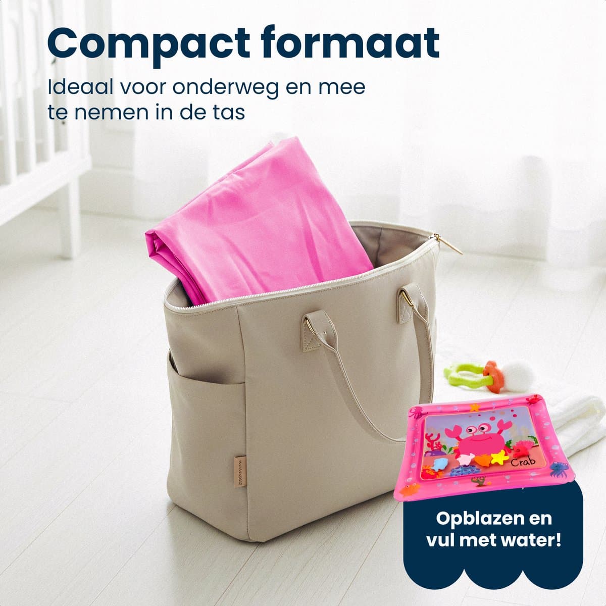 Dutsi - Waterspeelmat Baby - Watermat - Stimuleert Motorische Ontwikkeling - BPA Vrij & Lekvrij - Kraamcadeau - 61x50cm – Roze thumbnail 5