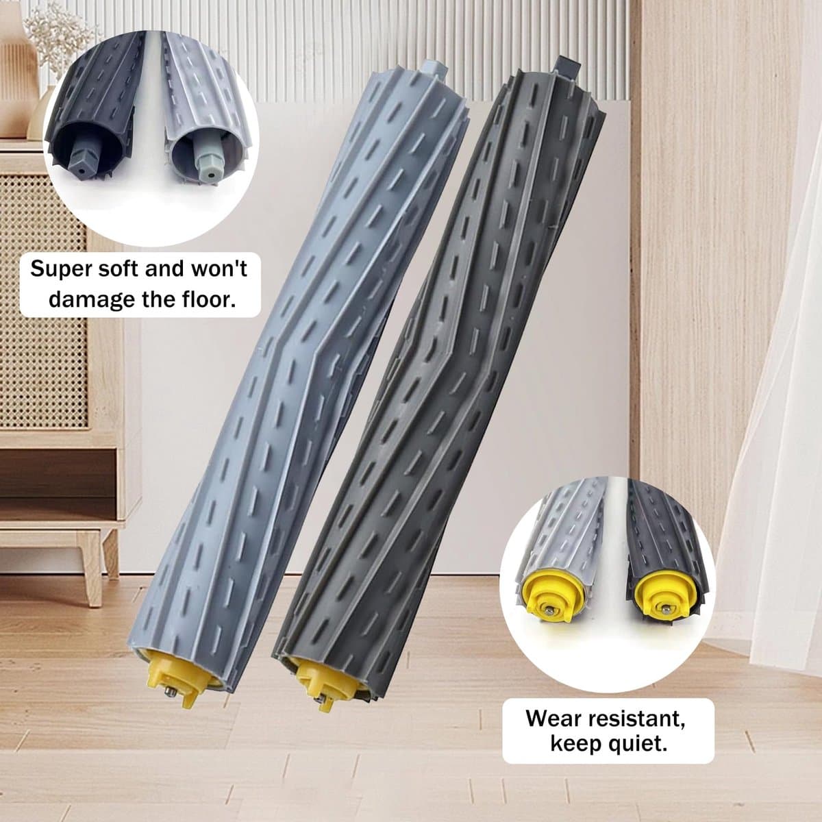 2 paar - Accessoires voor robotstofzuigers - Hoofdborstel voor iRobot Roomba 800- en 900-serie - Vervangende borstel voor modellen 860, 870, 880, 980 - Reinigingsborstel - Reinigingsaccessoires - Diverse kleuren thumbnail 3