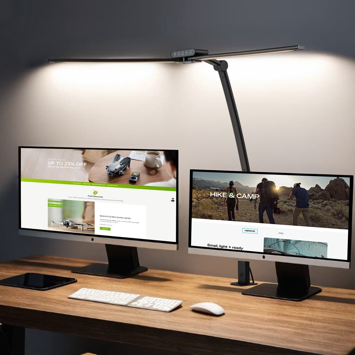 MUPOO Bureaulamp met Klem - 74 cm - LED Leeslamp Dimbaar - Daglichtlamp - 5 Kleuren licht - Moderne Tafellamp voor Monitor Studio - 24W - met Timer en Geheugenfunctie - Flexibel - Zwart thumbnail 7