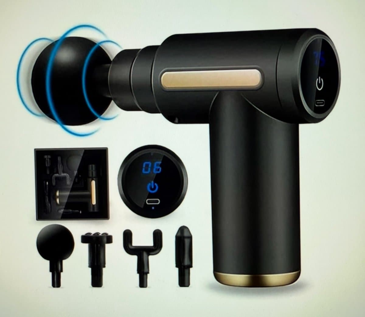 Health Manager FG110 Mini Massage Gun met 4 opzetstukken - afbeelding 1