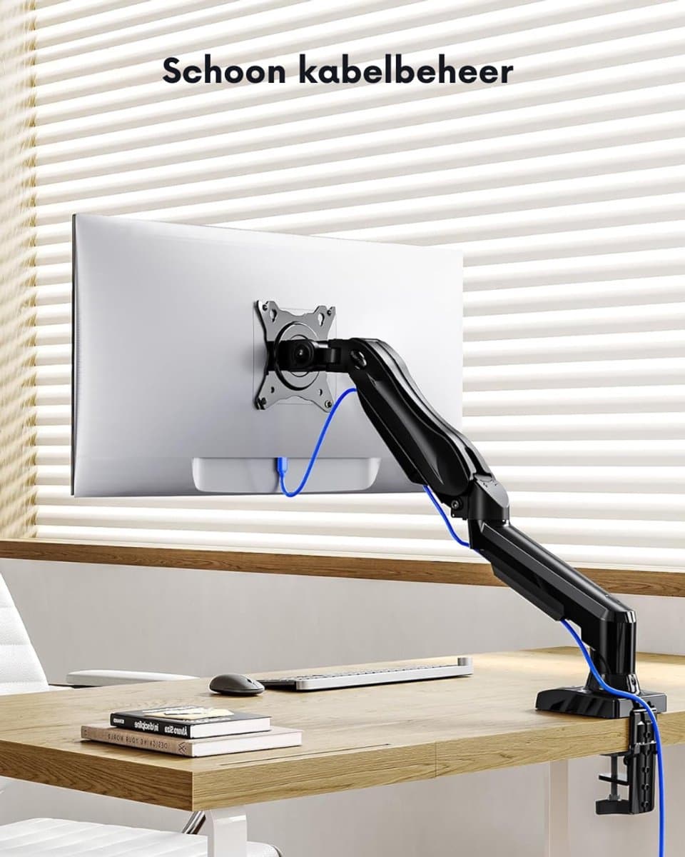 Goodivery® - Monitor Arm 1 Scherm - Voor Schermen Van 13 Tot 32 Inch - Enkele Monitorarmstandaard Met Een Draagvermogen Van 2 Tot 9 KG - In Hoogte Verstelbaar - Kantelbaar - Draaibaar En Roterend thumbnail 3