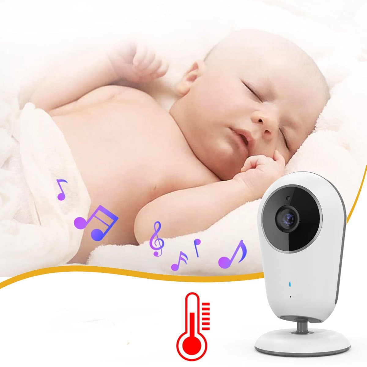 BOIFUN VB609 Babyfoon met Camera - Baby Monitor met HD- Camera voor binnen - Nachtzicht - Babyphone met Temperatuurweergave - 3,2 "LCD VOX-video - Baby Monitor - Live-nachtmodus Draadloos - Wit thumbnail 7