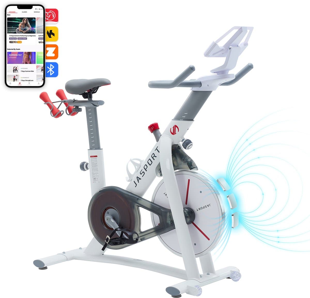 JASPORT S3 Slimme Spinningfiets voor binnengebruik (Wit)