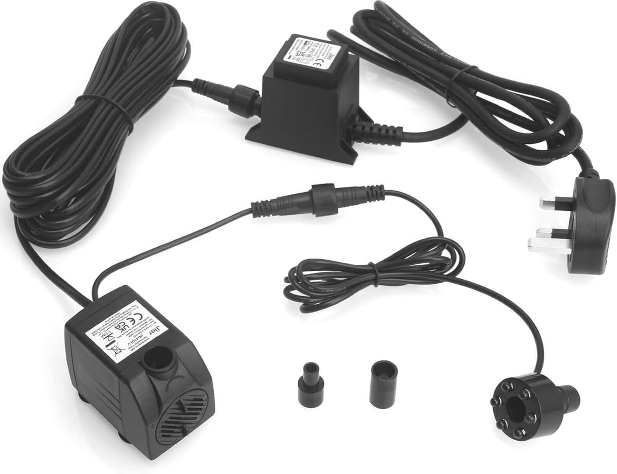 Dompelpomp 12V AC 600L/H met LED-lichtring voor vijver, aquarium en fontein