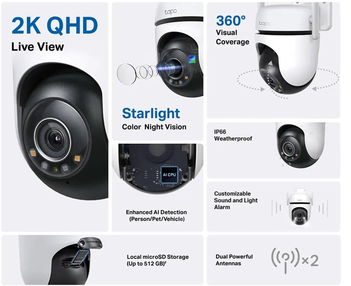 Tapo Tapo C520WS Beveiligingscamera buiten - 2.5K QHD - 360° thumbnail 2