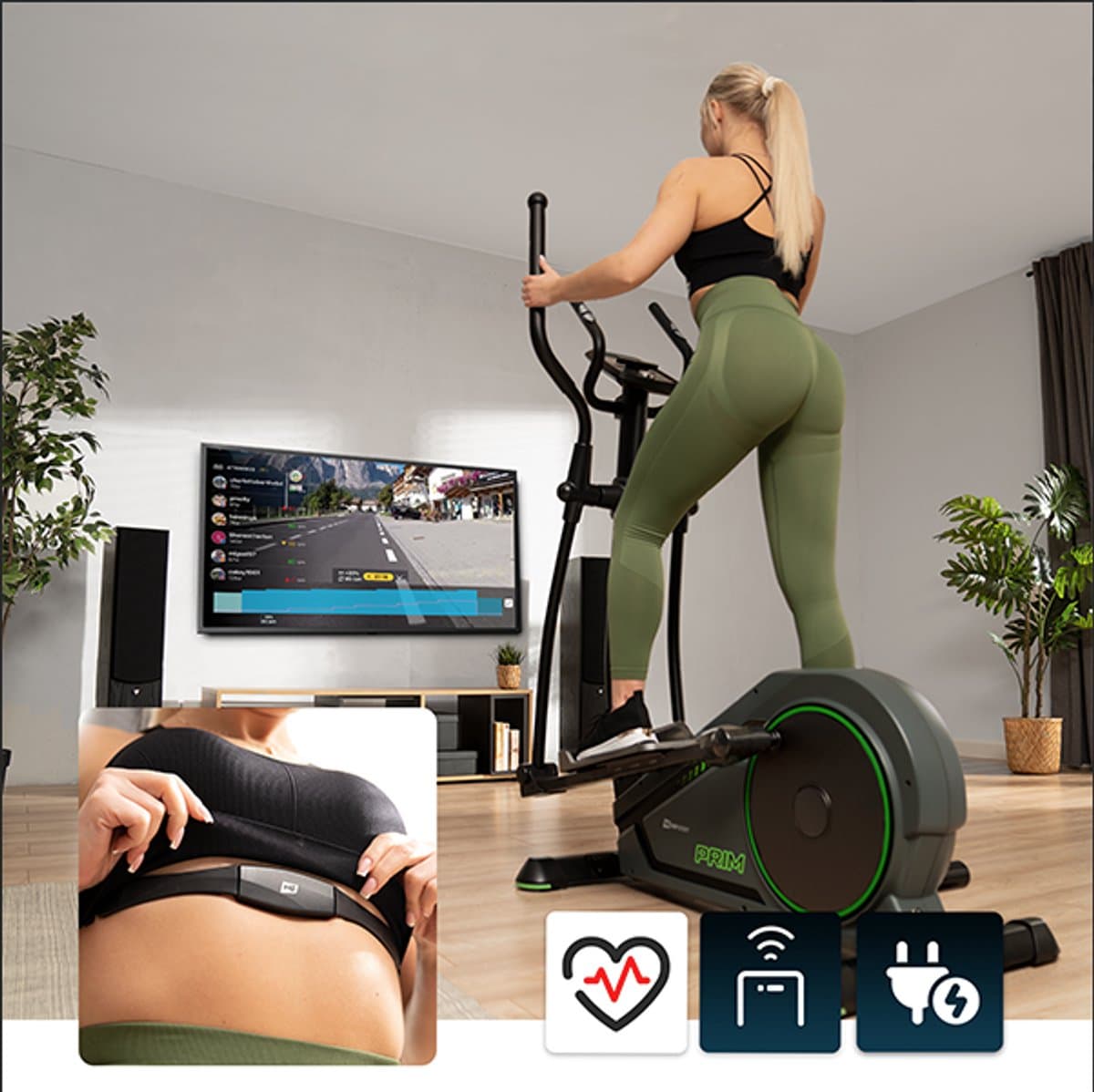 Hop-Sport HS-120C Prim – Crosstrainer – 14 kg Vliegwiel – 32 Weerstandsniveaus – App-Compatibel thumbnail 5
