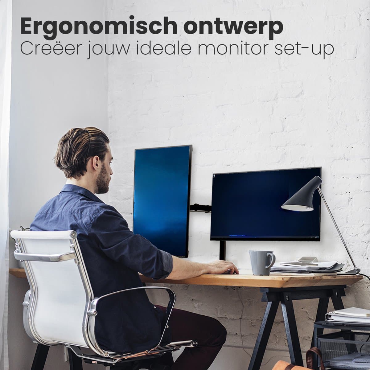 Auronic dubbele monitorarm voor 2 schermen thumbnail 2