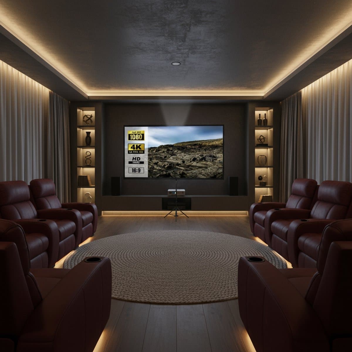 4K HD Projector Screen, Projectorscherm, Beamer Scherm, Beamer Doek - 60Inch thumbnail 5