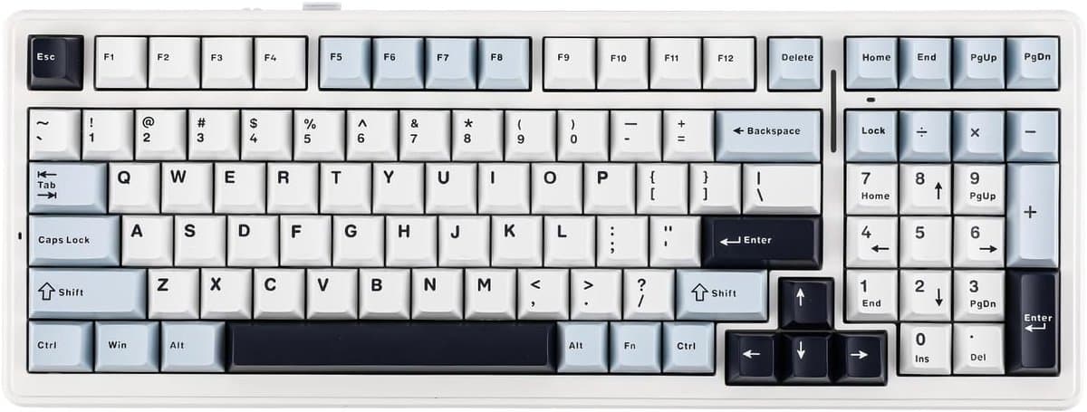 EPOMAKER x AULA F99 - Wit/Blauw - Mechanisch Draadloos Toetsenbord - RGB - 100% - QWERTY - Gaming Keyboard - Leobog Reaper Switch
