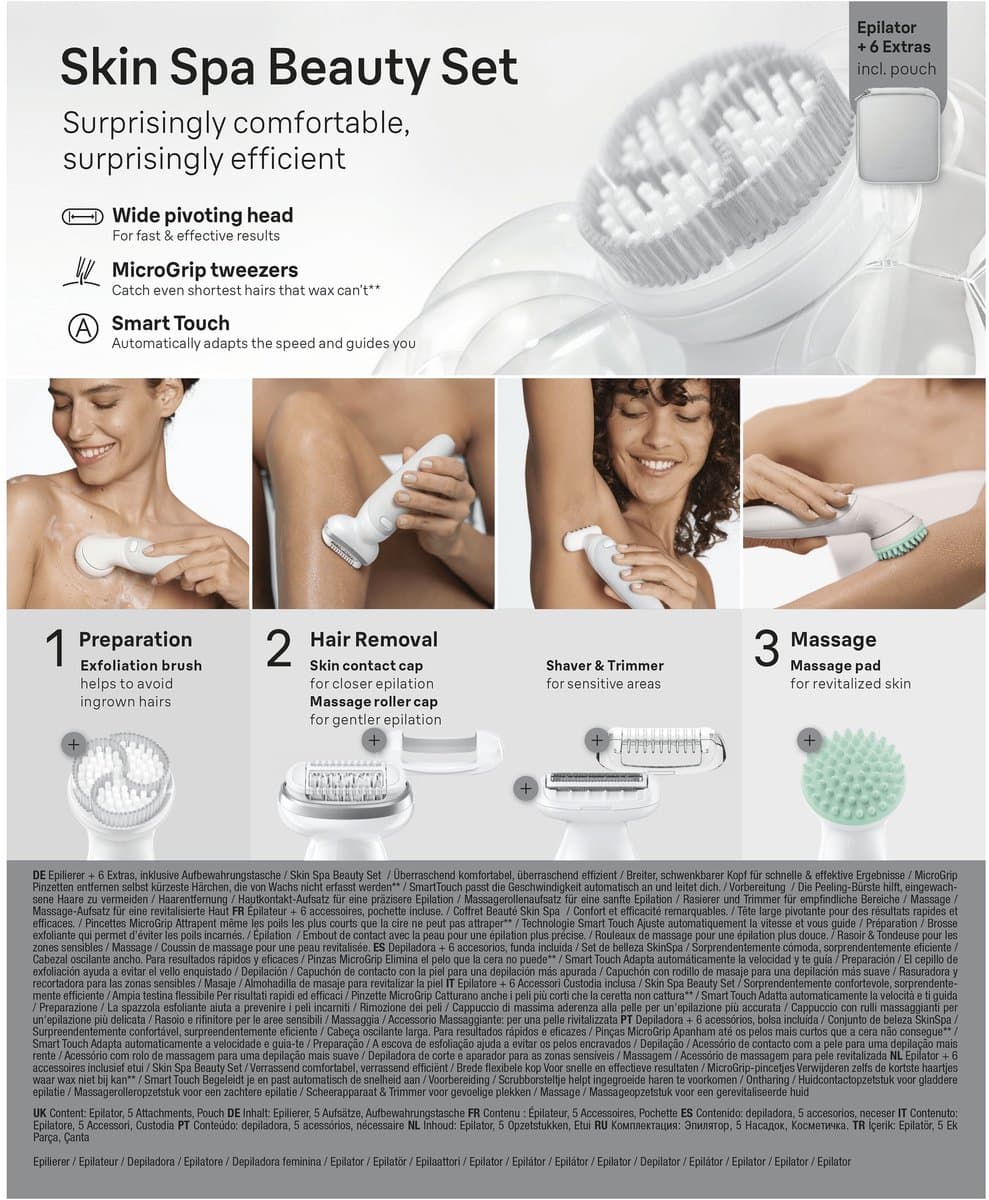 Braun Silk·épil 9 SkinSpa - Wet & Dry Epilator - 9-080 - Inclusief Exfoliatieborstel - Massagepad - Scheerkop en Trimkam - Zilver thumbnail 8