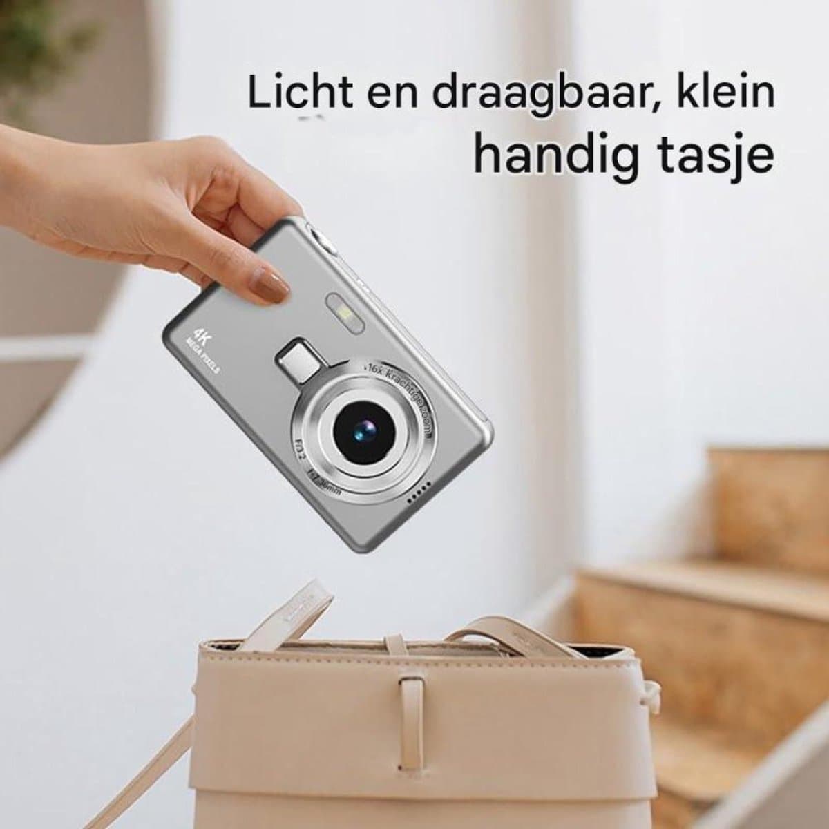 Ynkkvre - 4K Ultra HD CCD Digitale Camera - Digitale Camera - Fototoestel - Fotocamera - Mini Compacte Point-and-Shoot Camera - 96 Megapixel resolutie - 16x digitale zoom - 2,4-inch IPS-scherm - Full HD 1080p video - Paars thumbnail 7