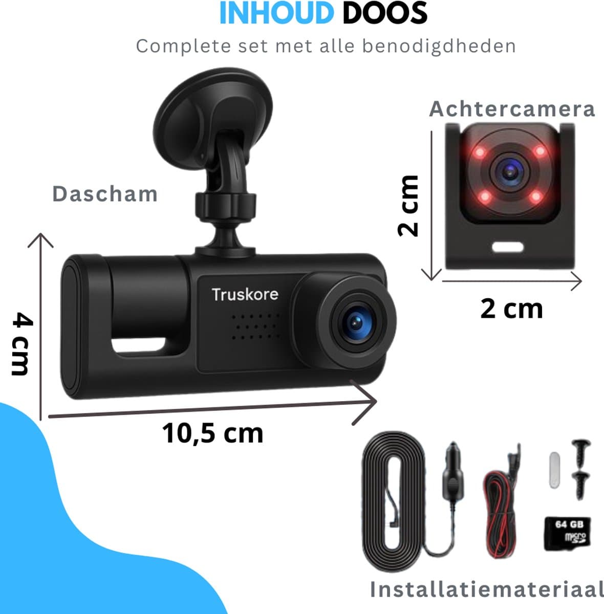 Truskore Dashcam Voor Auto Max 2025 - Voor en Achter - FULL HD Beeld en Nachtvisie - Incl. App thumbnail 5