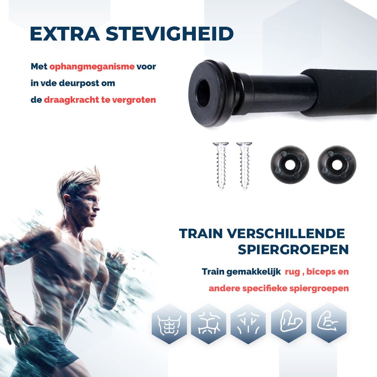 SOUTHWALL Pull Up Bar – Verstelbare Optrekstang Deurpost – 60 tot 100 cm Verstelbaar – Chin Up Bar – Krachttraining – Home Gym – Pull Up Station voor Thuis Sporten – Buikspiertrainers – Trainingsstang – 150kg Draagkracht – Zwart thumbnail 4