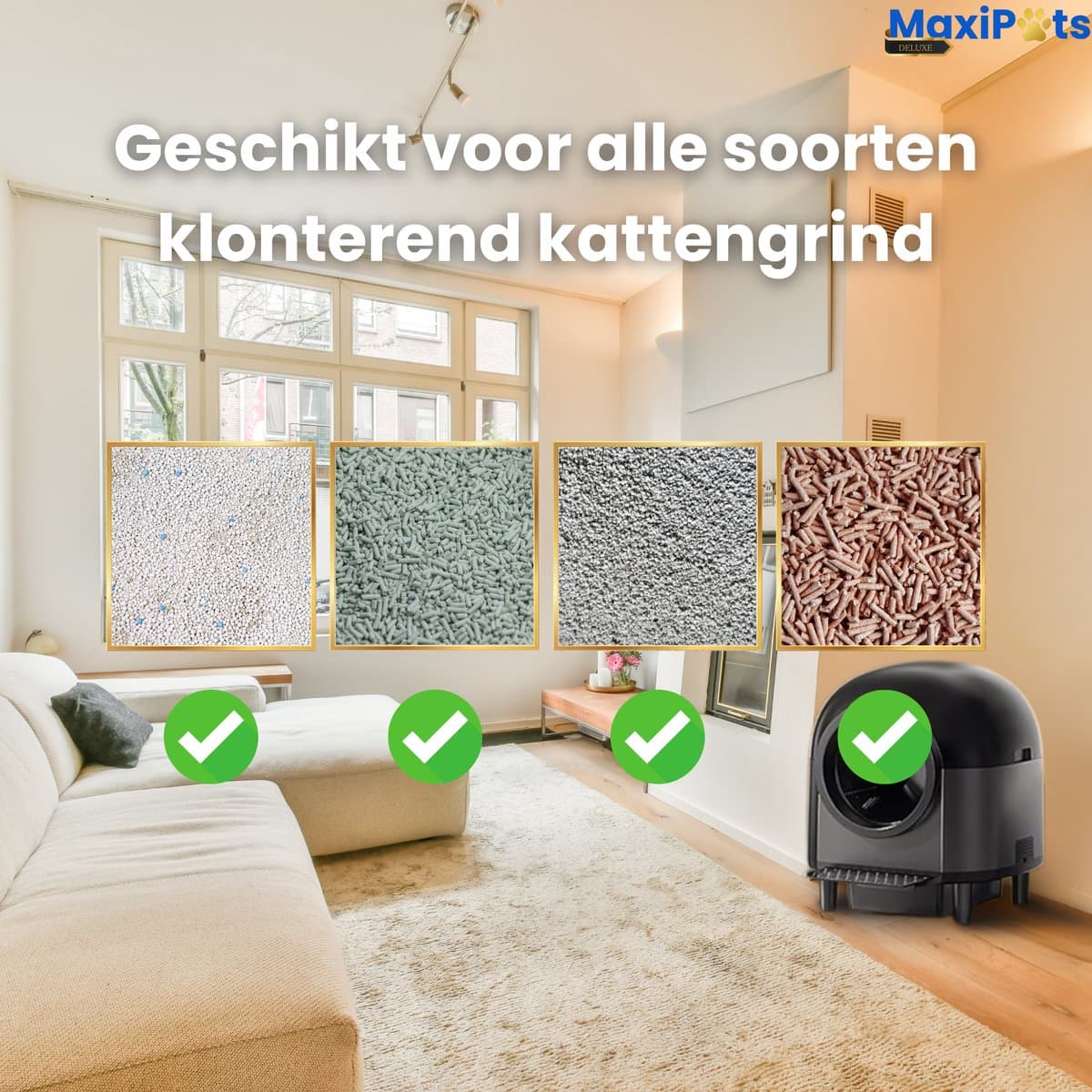 Maxipets NOVA Black - 80L Automatische Zelfreinigende Kattenbak
