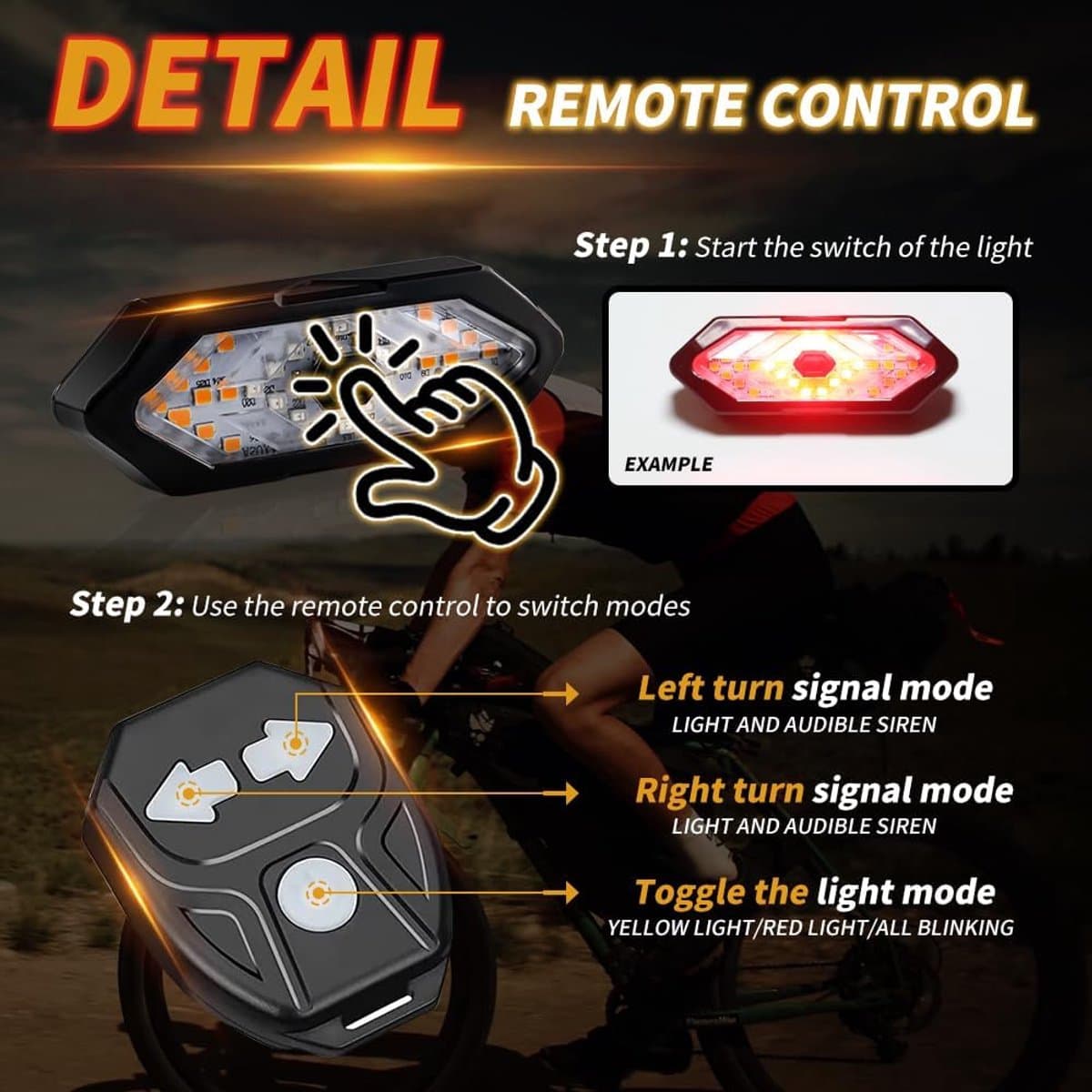 Fietsachterlicht draadloos met richtingaanwijzers - USB oplaadbaar thumbnail 5