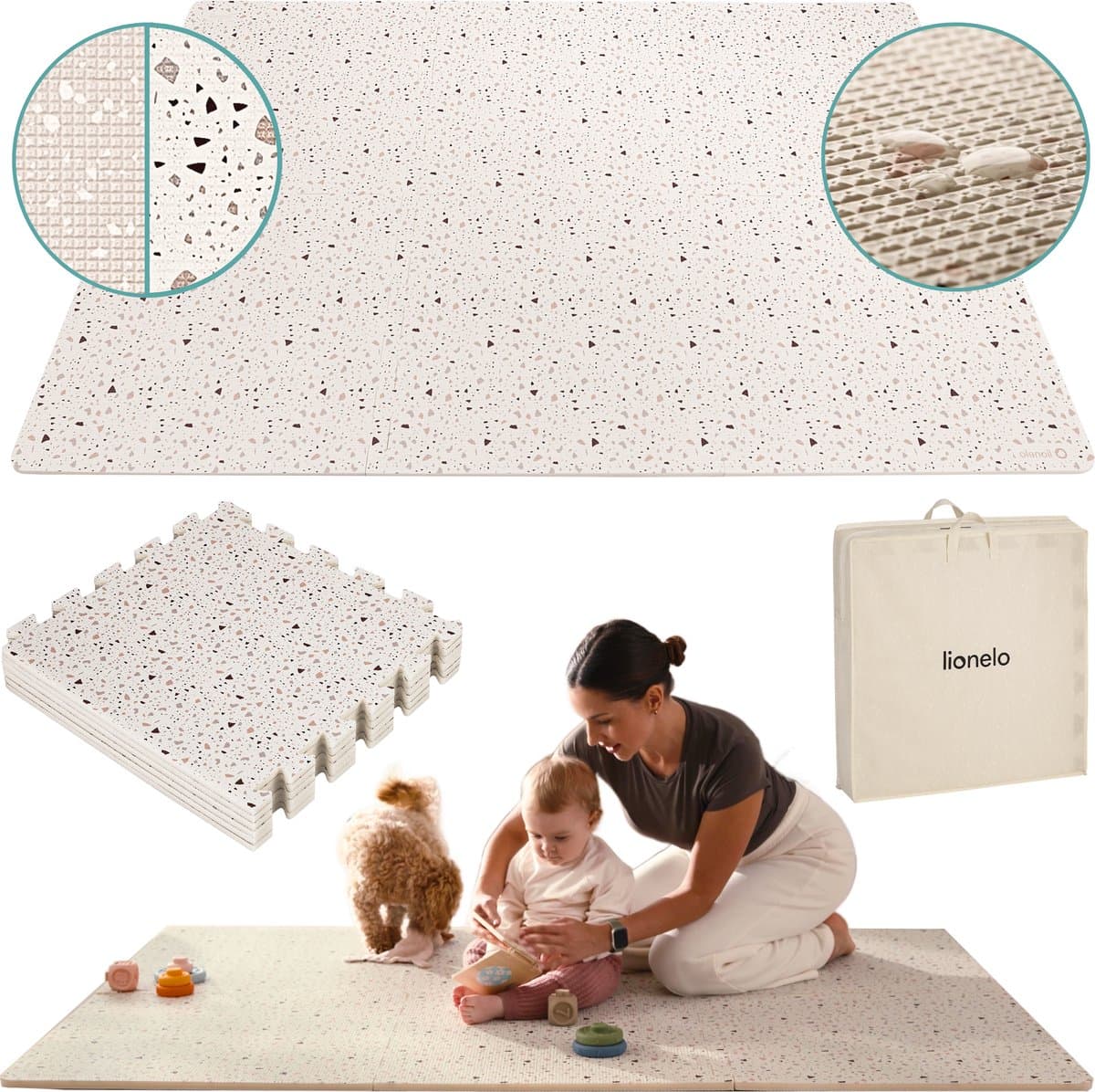 Yoka Speelmat Baby – Premium Speelkleed Foam – Veilig & Zacht – Dubbelzijdig Vloerpuzzel – Opvouwbaar + Opbergtas – voor Binnen & Buiten – Speeltapijt – Baby Speelgoed 6 3 9 1 maanden – Babygym Play Mat – Cadeau vanaf 0 jaar Mooie Beige Kraamcadeau