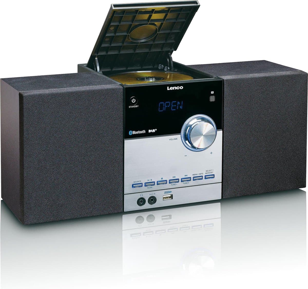 Lenco MC-150 - Stereo set met DAB, Bluetooth®, AUX en USB-aansluiting - Zwart thumbnail 3