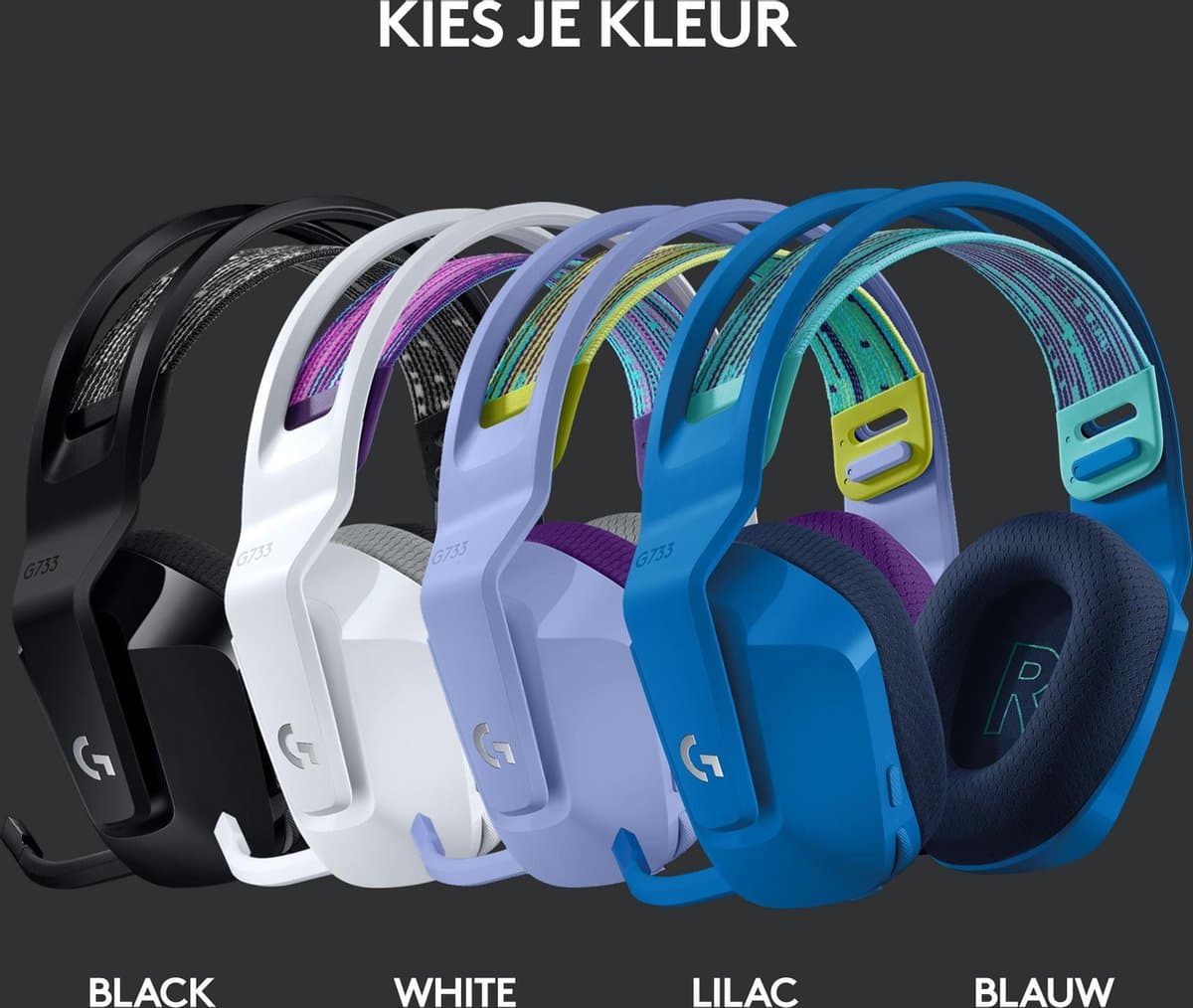 Logitech G733 LIGHTSPEED wit met RGB en 40mm-drivers thumbnail 2