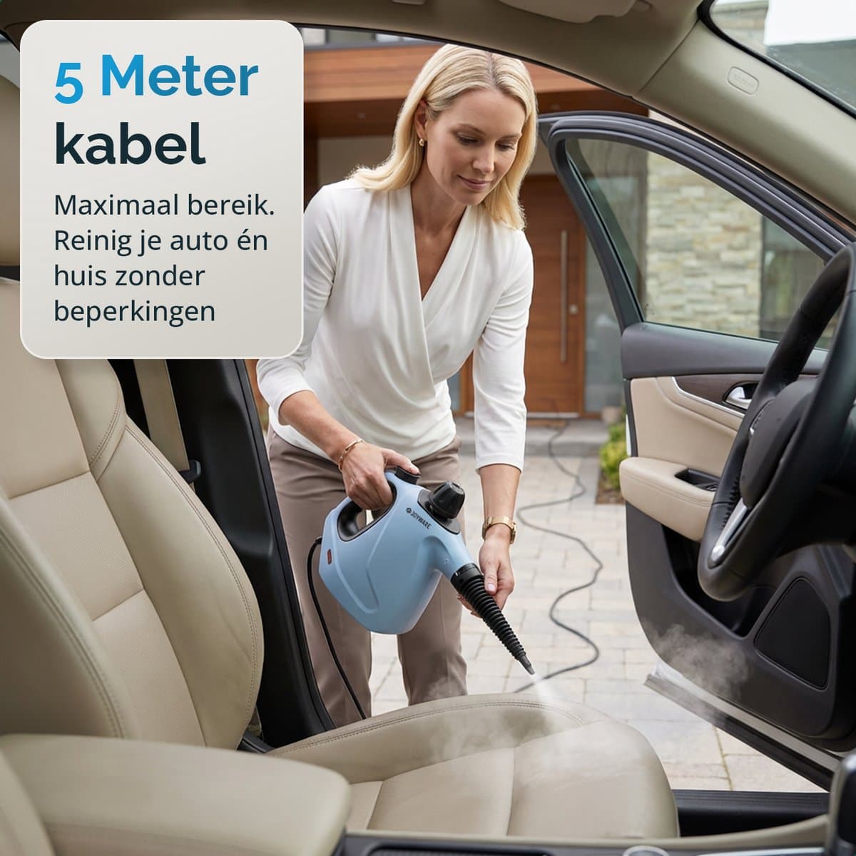 Joyware® 18-in-1 Stoomreiniger S2 – Handstoomreiniger met Steam Lock – Tapijtreiniger & Vlekkenreiniger voor Bank, Badkamer & Bekleding – Steam Cleaner – 1050W – 450ML thumbnail 8