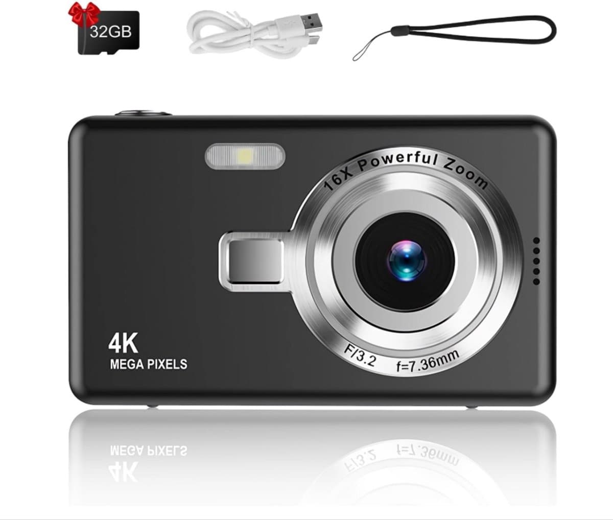 Digitale Camera - Fotocamera - Fototoestel - Vlog Camera - Compact Camera - 44MP - 1080P FHD - 16X Digitale Zoom - 2-4 Inch LCD - Inclusief 32GB SD-Kaart - Zwart thumbnail 8