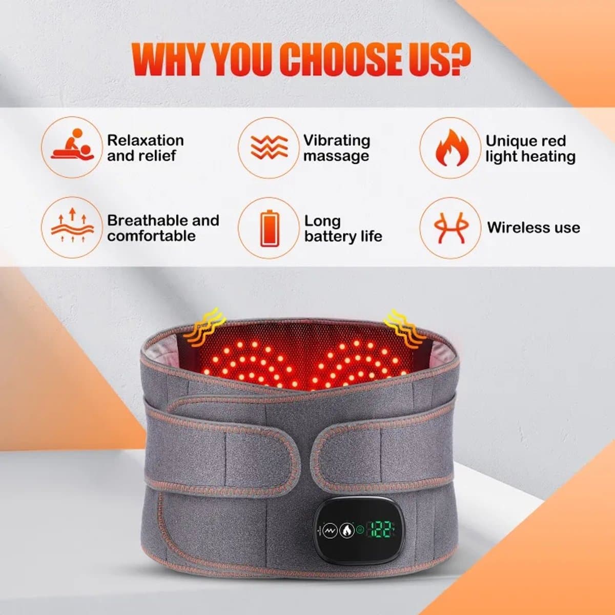 Infrarood Massage Band Onderrug - Rugpijn - Spieren & Gewrichten - Pijnverlichting - Warmteband - Elektrisch Rug Massage Apparaat thumbnail 2