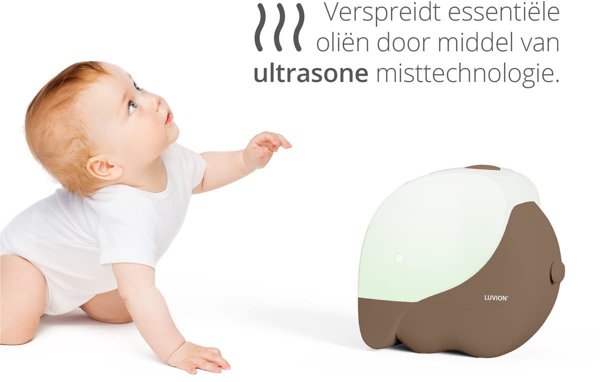 LUVION® Olifant Humidifier Mocha – Luchtbevochtiger & Nachtlampje – Ultrasone Mist – 3,8L – Ideaal voor Babykamer thumbnail 3