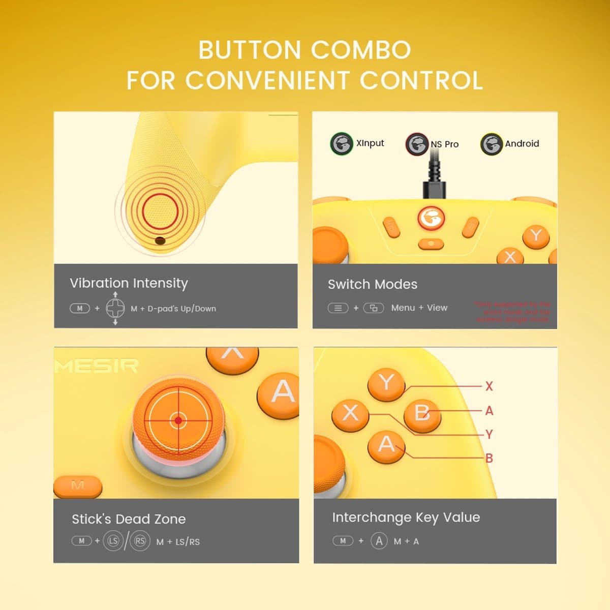 GameSir Nova Lite - Draadloze Controller - Hall Effect - Voor Switch/Switch 2/PC/Android/iOS - Geel thumbnail 3