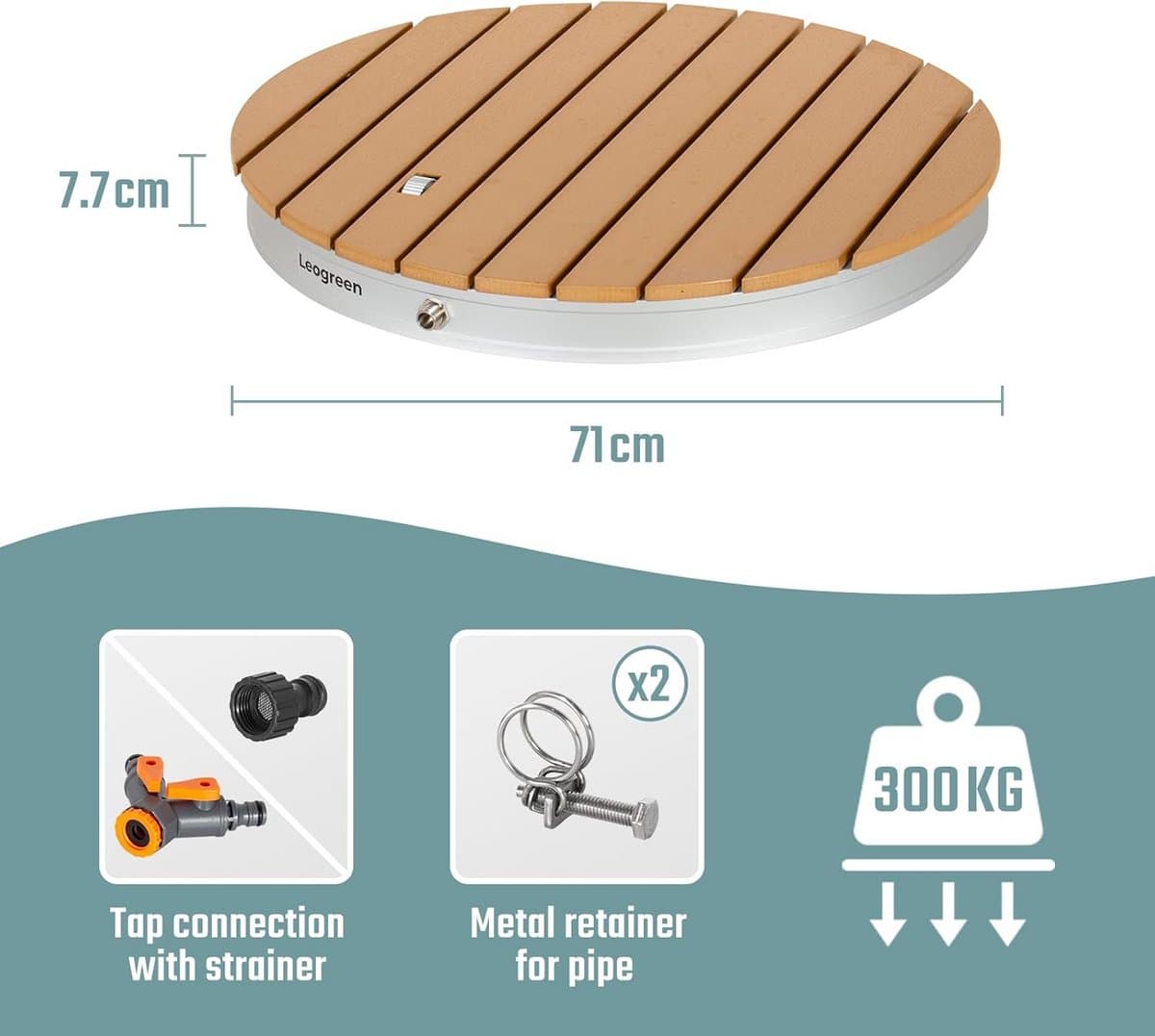 Draagbare Buitendouche met Houten Afwerking voor Zwembad en Camping thumbnail 7