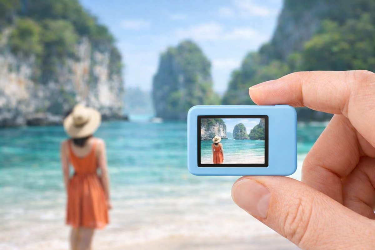 PersonalClick Mini Camera V78 – Retro Camera Sleutelhanger met 32GB Micro SD-kaart en USB-stick – Compacte HD Camera – Blauw thumbnail 3