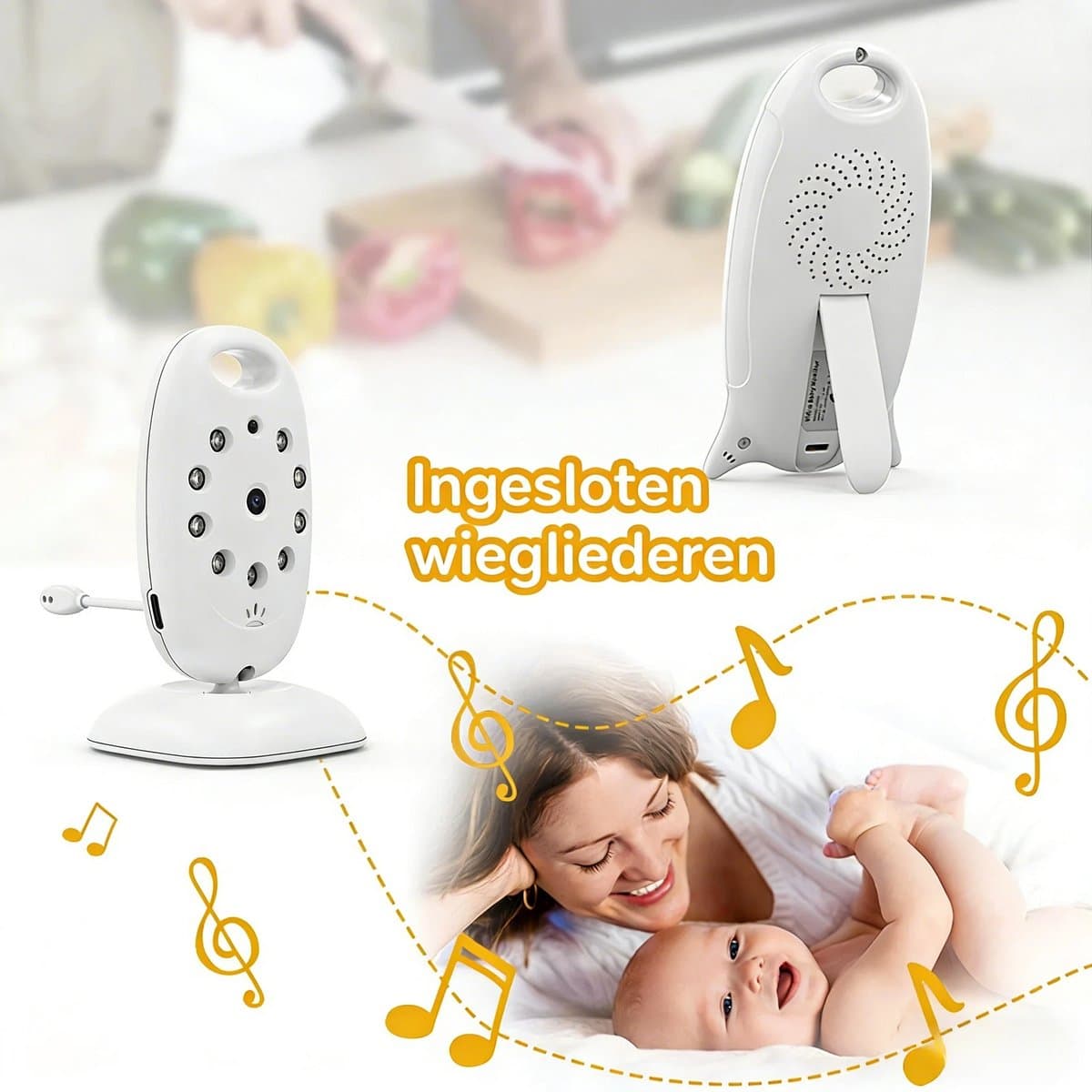 BOIFUN Babyfoon - Babyfoon met Camera - Baby Monitor - Baby Camera - Video & Audio - Nachtvisie - Wit - Inclusief Flexibele Houders thumbnail 7