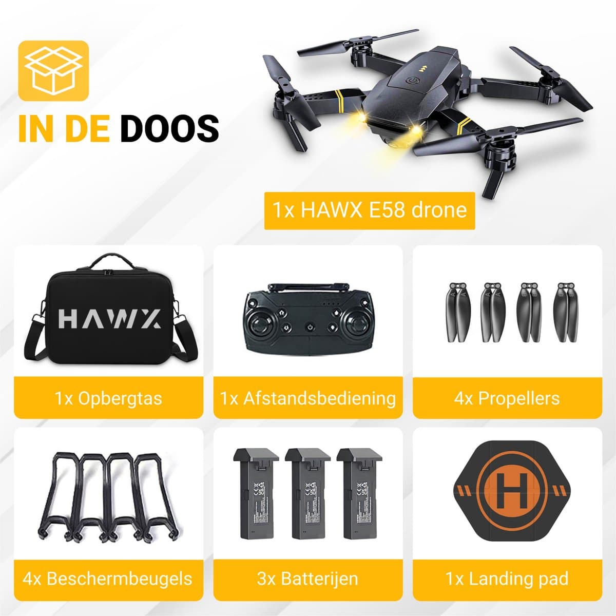 HAWX Drone - Drone met 4K Camera - Mini drone - Voor Kinderen/Volwassenen - Drones - Tot 90 Minuten Vliegen - Incl. 3 Batterijen, Opbergtas, Landing Pad thumbnail 6