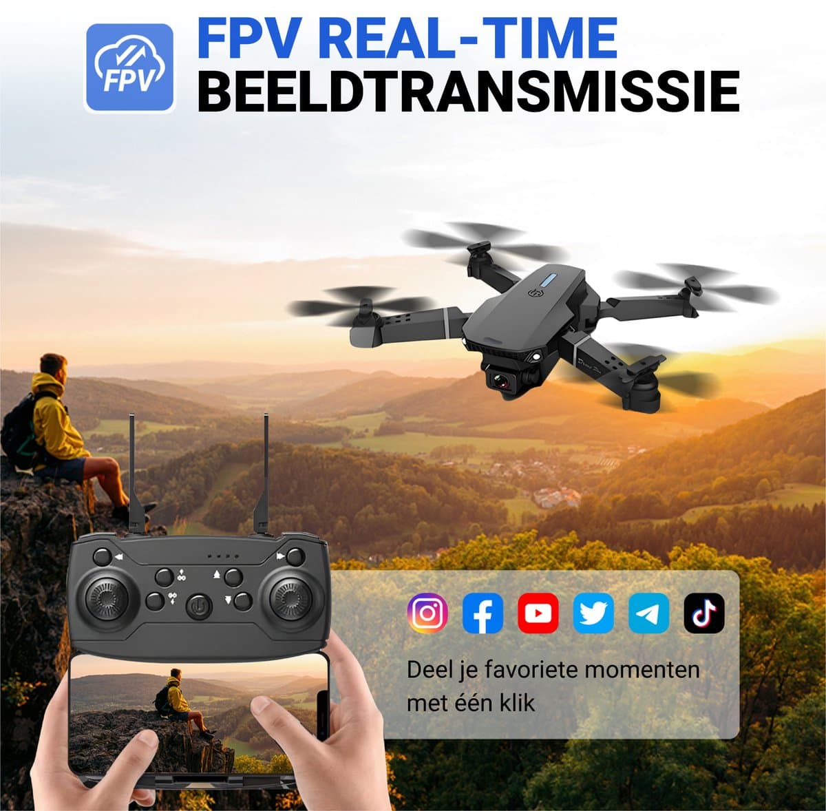 HAWX Drone - Drone met 4K Camera - Mini drone - Voor Kinderen/Volwassenen - Drones - Tot 90 Minuten Vliegen - Incl. 3 Batterijen, Opbergtas, Landing Pad thumbnail 8