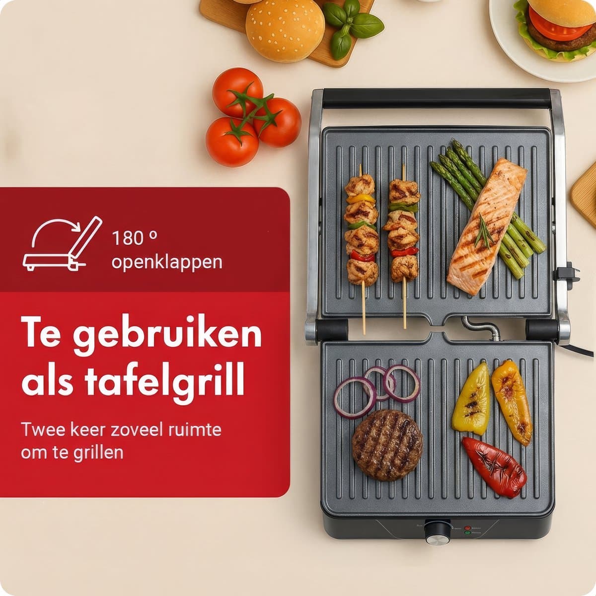 Tomado TGC4001S - XXL contactgrill - Tosti apparaat - 30 x 24 cm - Tosti ijzer - Instelbare temperatuur - Grill apparaat - PFAS vrij - 2000 watt thumbnail 5