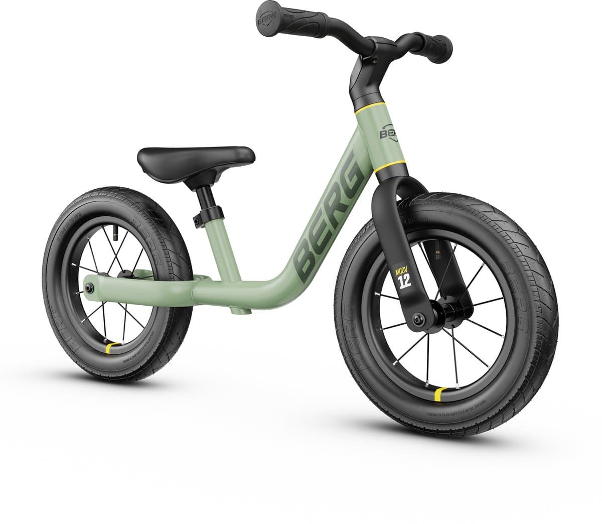 BERG MOOV12 Loopfiets - 2,5+ jaar - 12 inch - Lichtgewicht - Comfortabele luchtbanden - Verstelbaar Stuur en Zadel - Sage Green