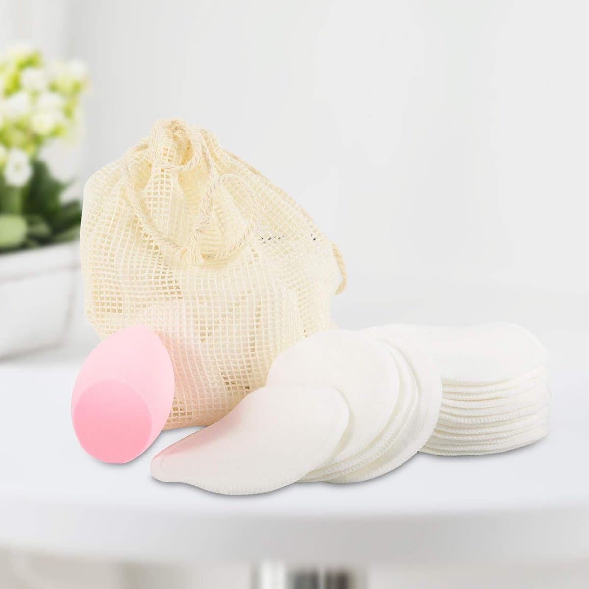 21 Herbruikbare Make-up Remover Pads met Washable Beauty Blender en Waszak