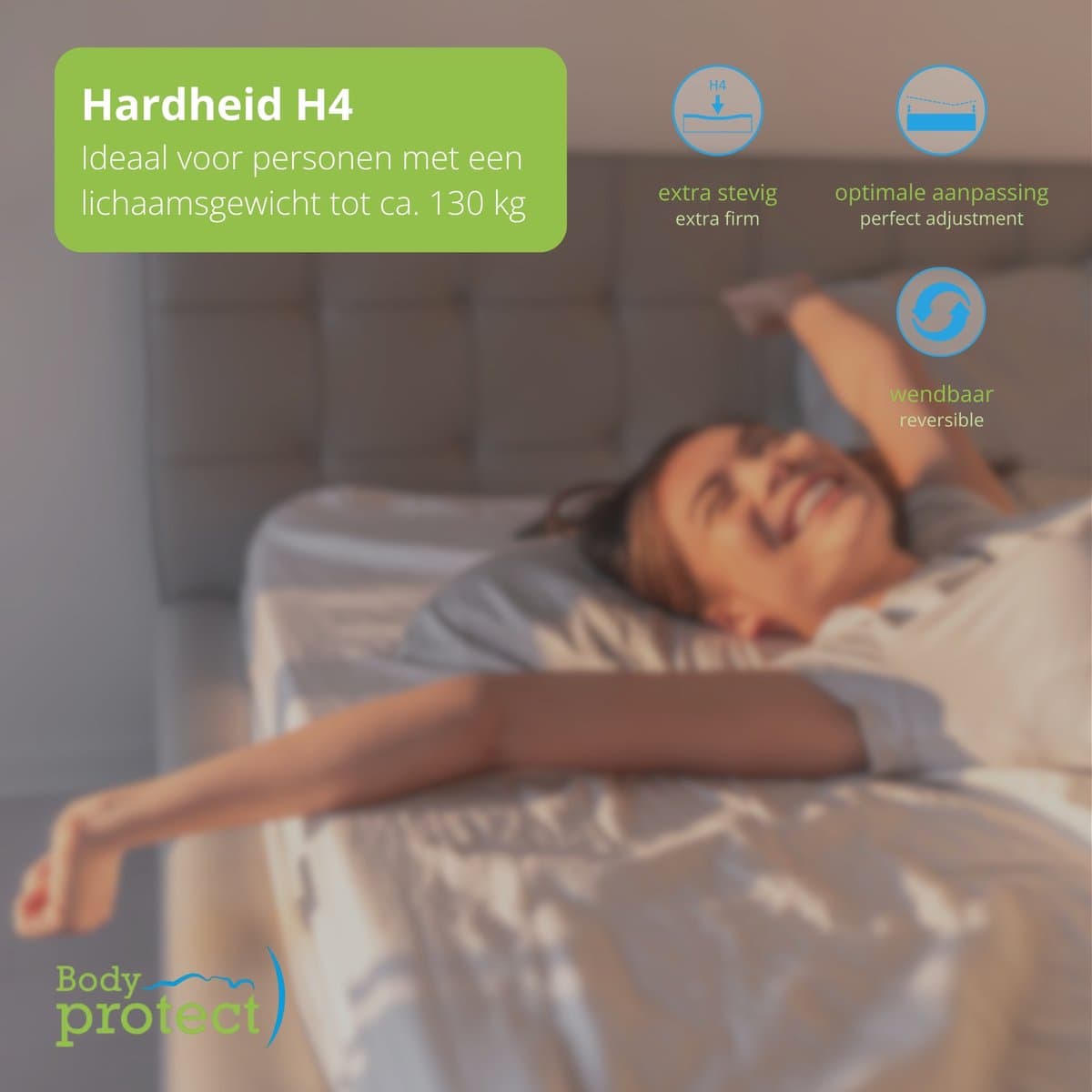 Bodyprotect Comfort Line - matras 140x200 cm koudschuim - hardheid H4 - hoogte 10 cm - als ergonomische schuimmatras en koudschuimmatras - Made in EU - 140 x 200 x 10 cm - wit thumbnail 3