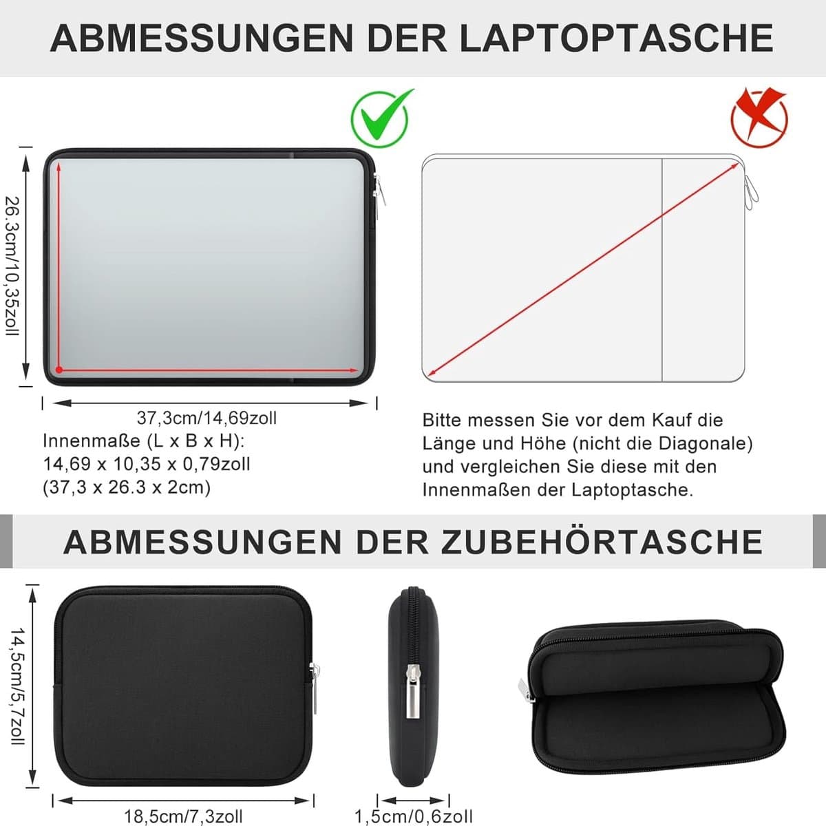 Originap RAINYEAR 14 Zoll Laptop Hülle kompatibel mit 14 Zoll Notebook Computer Chromebook, 15 Zoll MacBook Pro M4 M3 M2 A2941 A3114 A3241 Schutzhülle mit Fronttasche und Zubehörtasche, Rot thumbnail 4