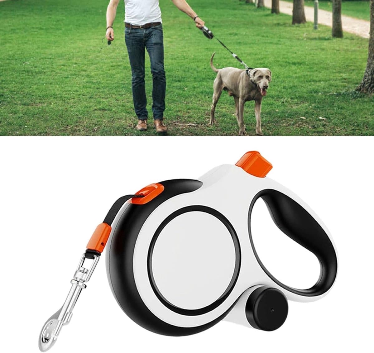 Intrekbare Hondenriem - Rolriem Hond - Veilig Wandelen - 360° Anti-kronkel - 8 Meter Lengte - Wit thumbnail 5