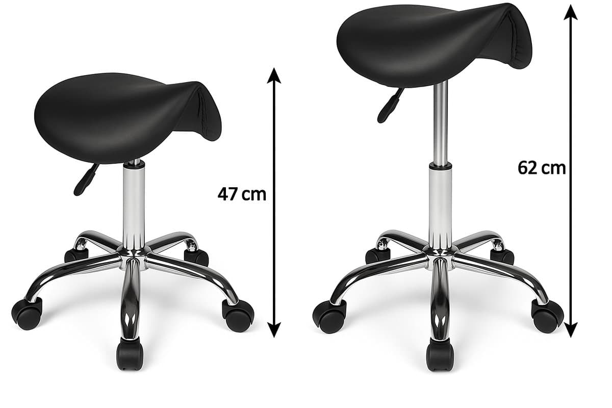 Lowander zadelkruk ergonomisch - Tabouret – Mobiele kruk op wielen – In hoogte verstelbaar van 47-62 cm - Zwart thumbnail 4