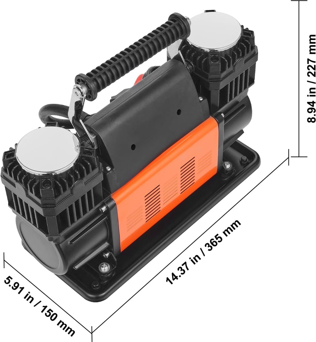10,6 Cfm Krachtige Luchtcompressor, 30 Seconden Snel Oppompen Draagbare Bandenpomp Met Twee Cilinders, 12 V 150 Psi Off-Road Luchtpomp Met Adapters Voor Vrachtwagens, Auto'S, Suv'S, 4 X 4 Voertuigen thumbnail 3