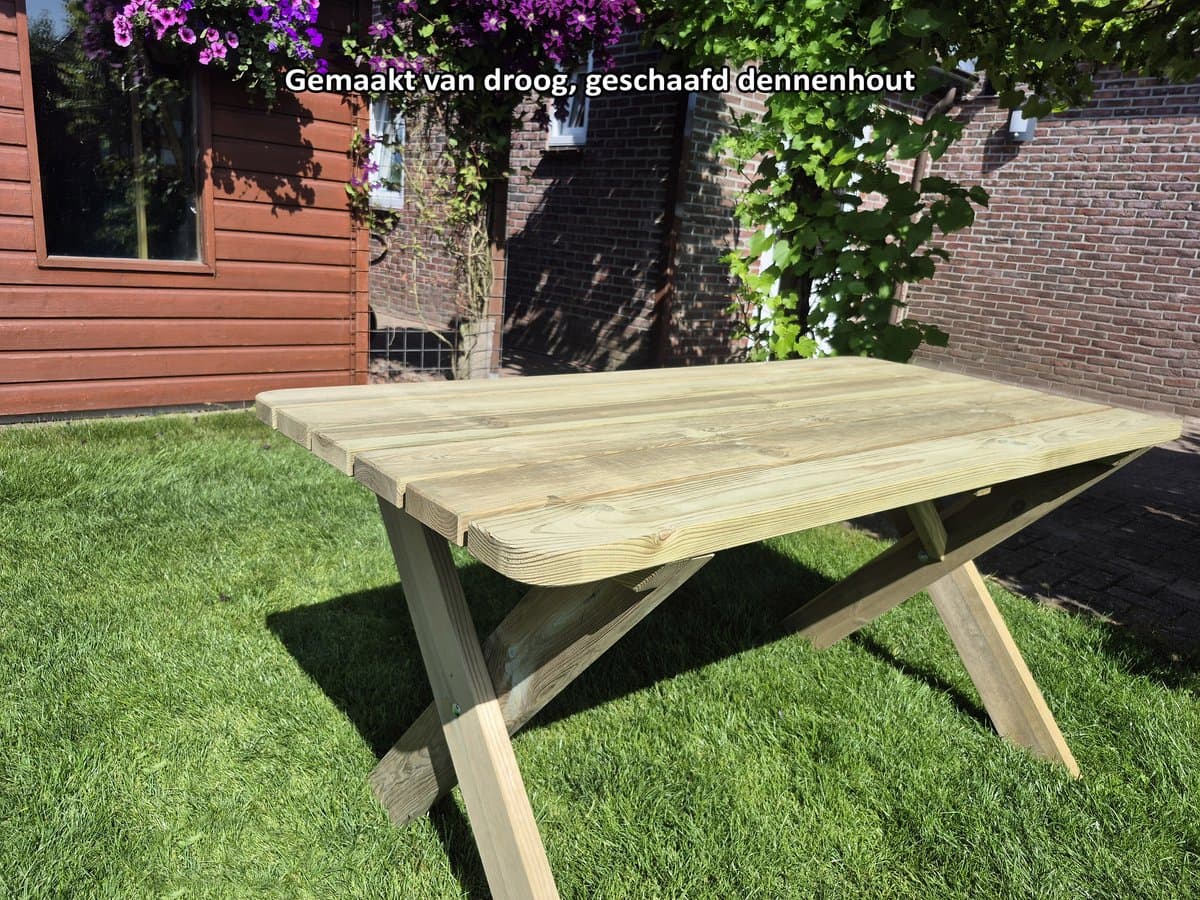 Houten Tuintafel 120cm – Premium - Extra Stevig & Landelijke Tuin tafel - Weerbestendig & Eenvoudige Montage - Andy thumbnail 2