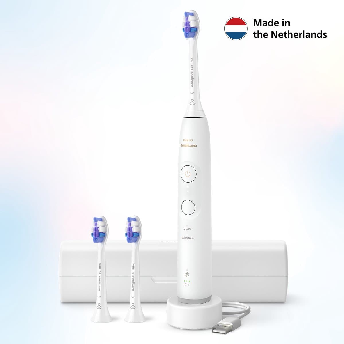 Philips Sonicare 6100 White HX7400/02 – Elektrische Tandenborstel met Reisetui - 2 Poetsstanden en Zichtbare Druksensor – Beste Getest bij Gevoelig Tandvlees en Gevoelige Tanden - Met 3 Sensitive Opzetborstels thumbnail 3
