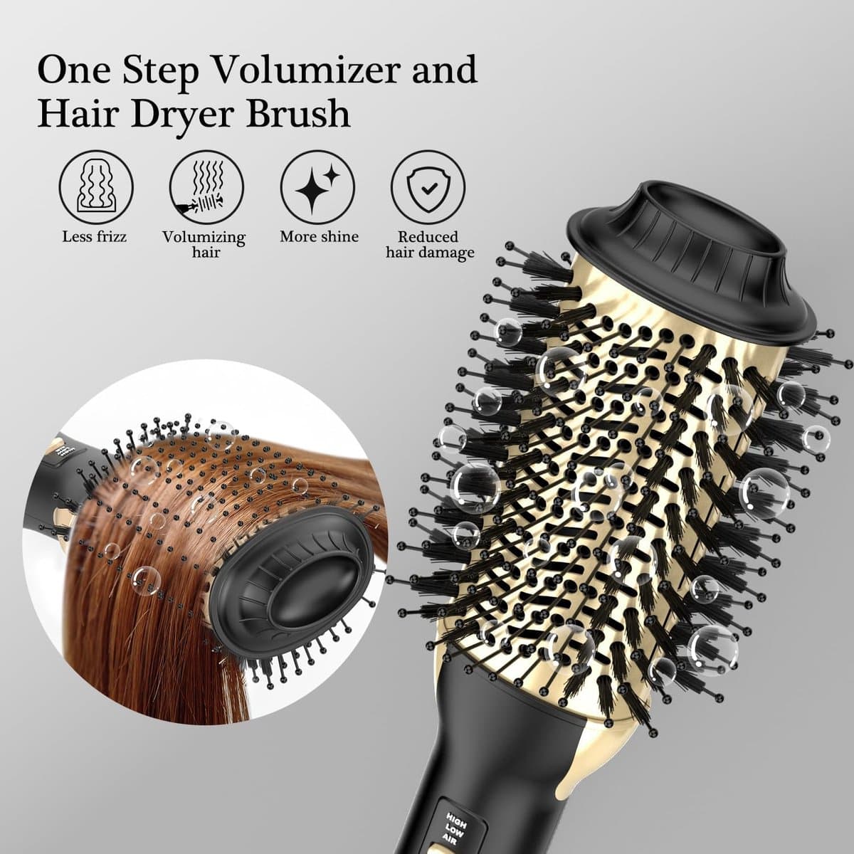 Föhnborstel Föhnborstel in één - One-Step Volumizer Styler en heteluchtborstel - Professionele haarstylingtool voor alle haartypen Negatieve ionenaansluiting Kam Rechte Rollen Dubbele Rollen Stick 3-in-1 thumbnail 3