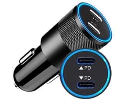 Productfoto van ThunderGold autolader met twee USB-C-poorten en 60 watt totaal