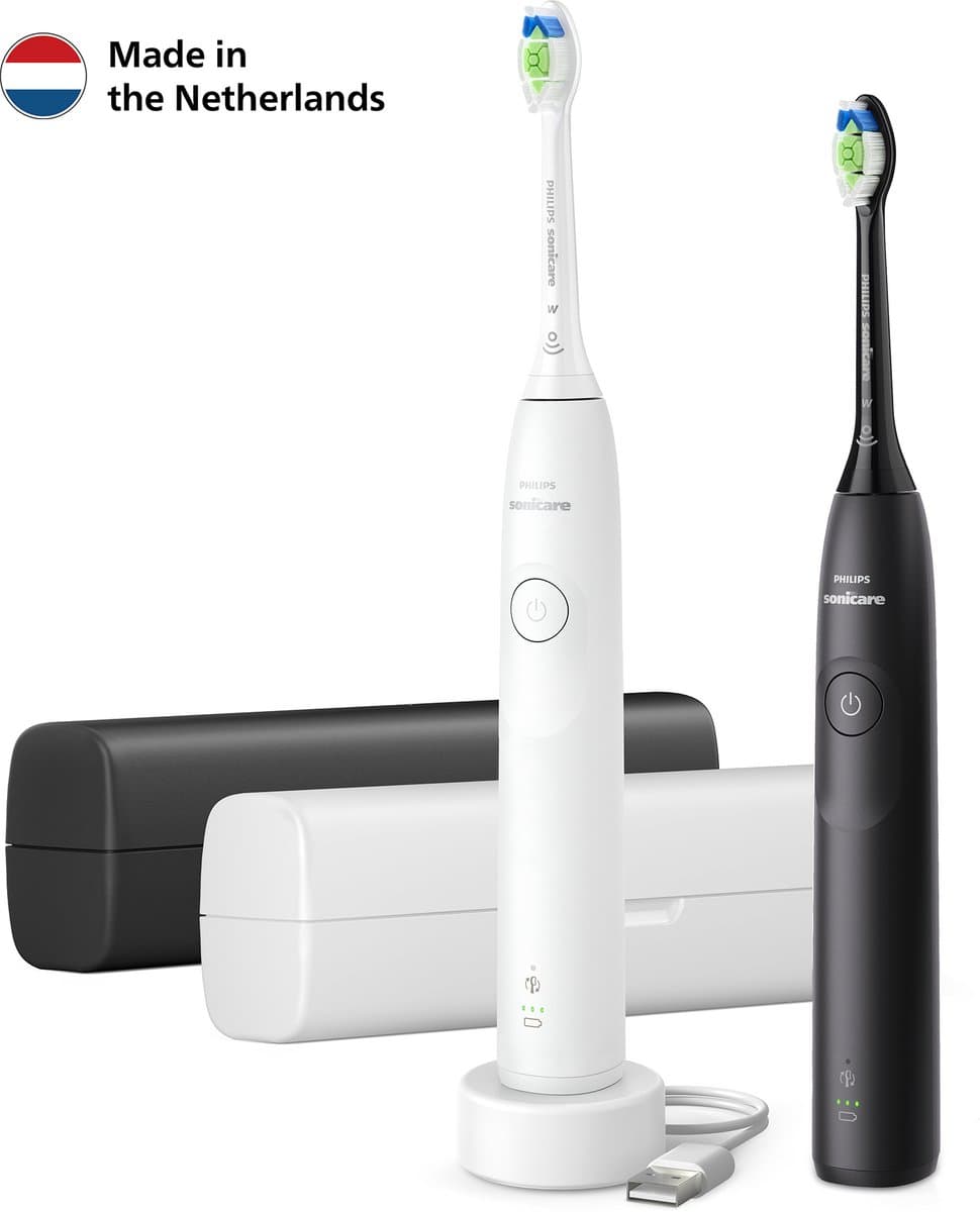 Philips Sonicare 5300 Series - Elektrische Tandenborstels - Wit & Zwart - Duopack- 2 reisetuis - Wittere tanden - HX7109/01 thumbnail 3