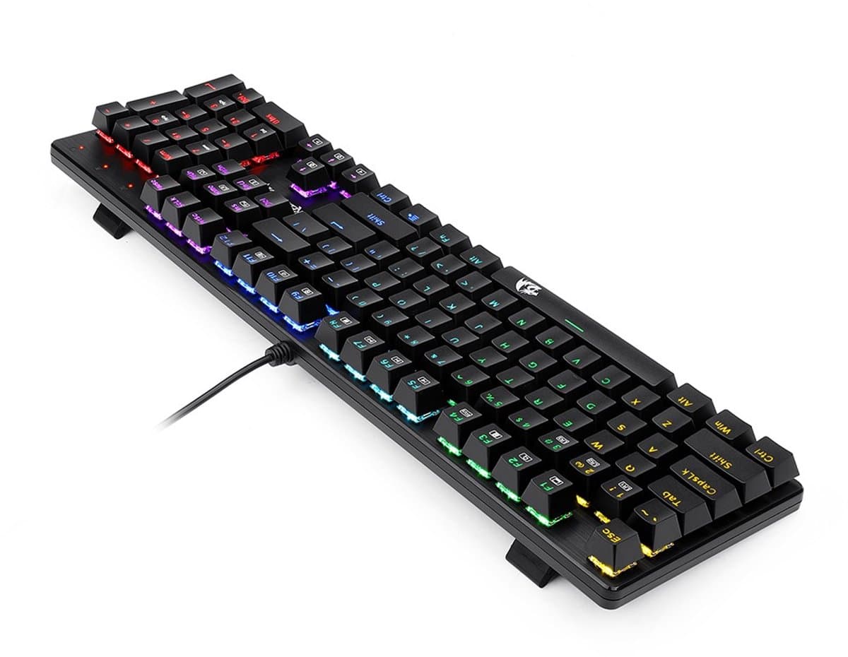 Redragon K671 104-toetsen mechanisch toetsenbord met regenboog achterverlichting - Red Switch, US-indeling - Zwart thumbnail 3