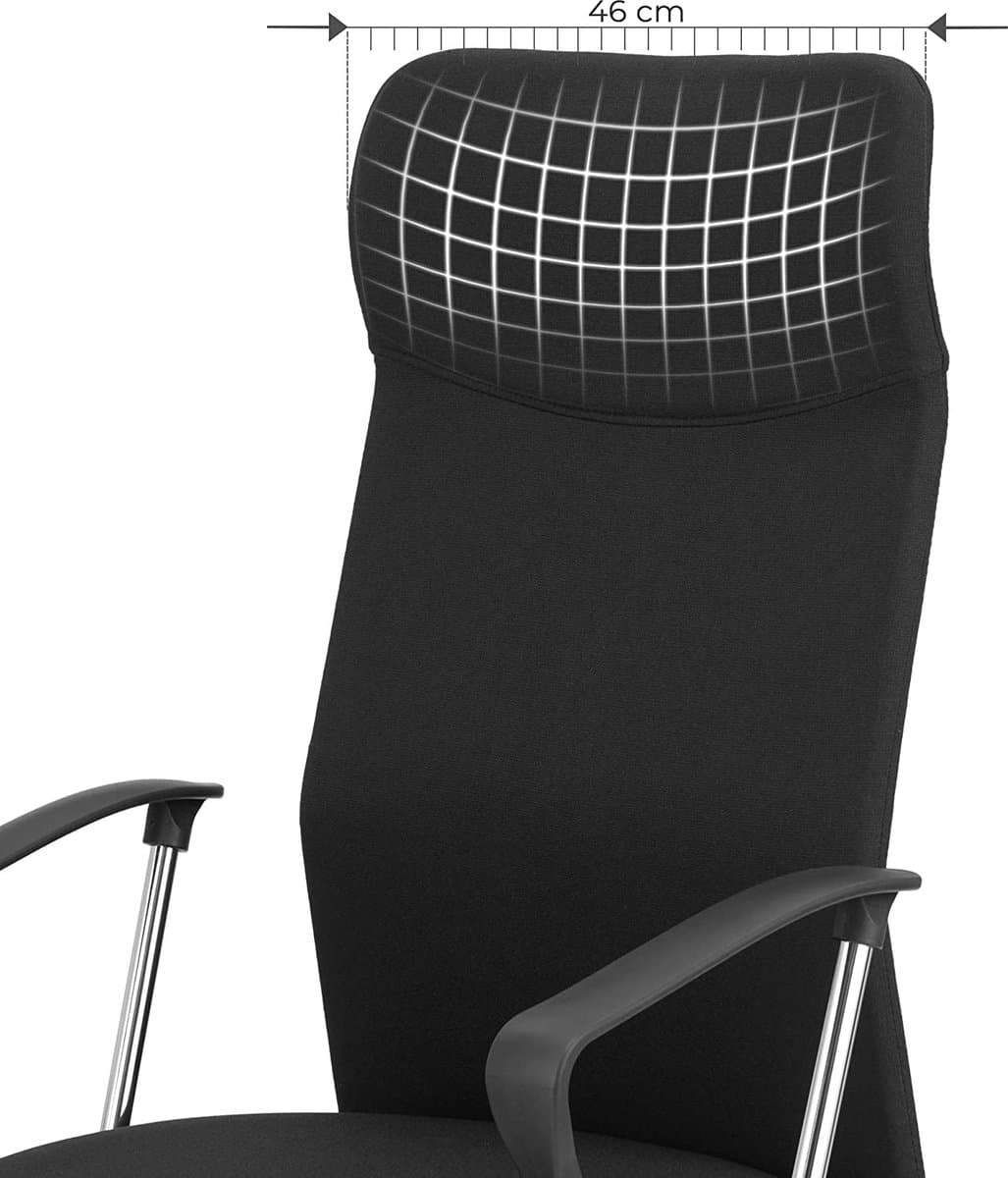 SONGMICS Bureaustoel - ergonomische vergaderstoel - draaibare zitting - gewatteerde zitting - in hoogte verstelbaar en kantelbaar - draagvermogen 120 kg - zwart thumbnail 8
